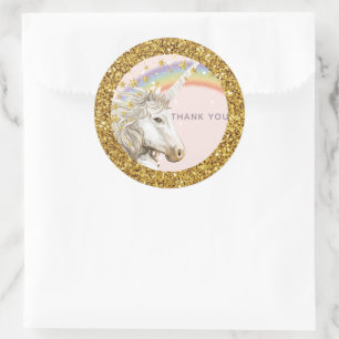 Unicorn Gold Geburtstag Vielen Dank Runder Aufkleber