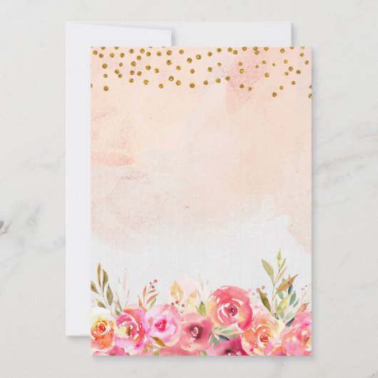 Unicorn Gold Glitzer Pink Baby Girl Erstgeburt Einladung (Rückseite)