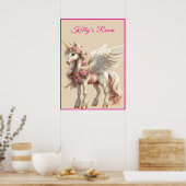 Unicorn Gold Horn Rosen & Ribbon Poster (Küche)