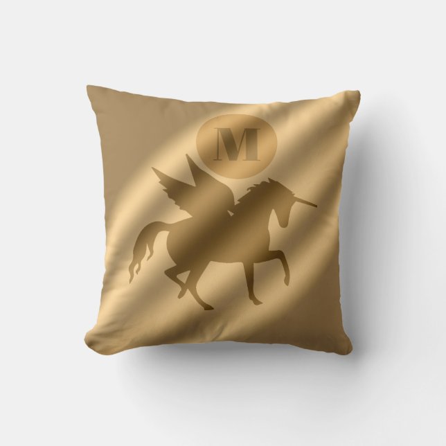 Unicorn Gold Luxury Monogram Kissen (Vorderseite)