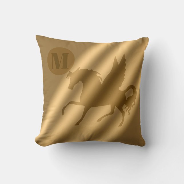 Unicorn Gold Luxury Monogram Kissen (Vorderseite)