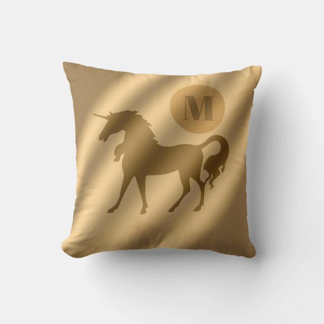 Unicorn Gold Luxury Monogram Kissen (Vorderseite)