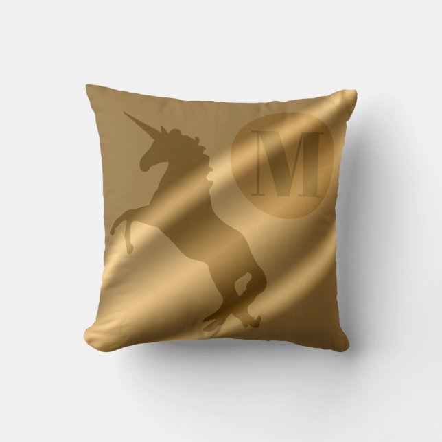 Unicorn Gold Luxury Monogram Kissen (Vorderseite)