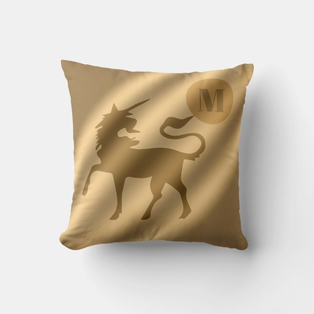 Unicorn Gold Luxury Monogram Kissen (Vorderseite)