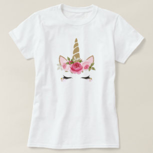 Unicorn Gold Pink Floral Niedlich Trendy Girly T - T-Shirt