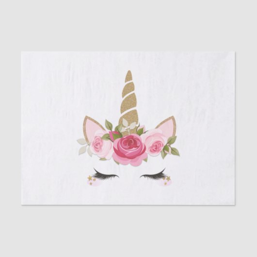 Unicorn Gold Pink Niedlich Trendy Tissue Paper Seidenpapier (Vorderseite)