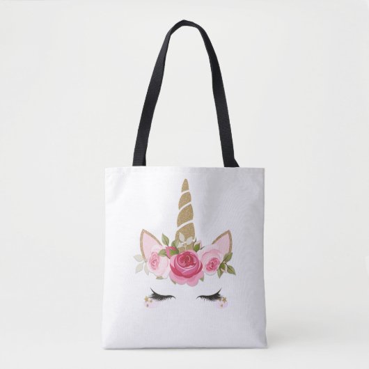 Unicorn Gold Pink Niedlich Trendy Tote Tasche (Vorderseite)