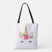 Unicorn Gold Pink Niedlich Trendy Tote Tasche (Rückseite)
