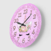 Unicorn-Goldpeitschen-Zahl-Girly Große Wanduhr (Winkel)