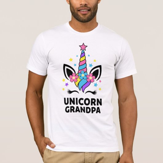 Unicorn Grandpa Birthday Party Family T-Shirt (Vorderseite)