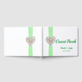 Unicorn Green Lace Ribbon Wedding Guestbook Gästebuch (Voll)