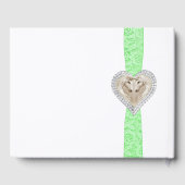 Unicorn Green Lace Ribbon Wedding Guestbook Gästebuch (Rückseite)