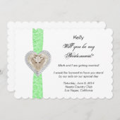 Unicorn Green Lace Wedding Bridesmaid Card Einladung (Vorne/Hinten)