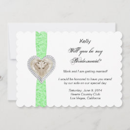 Unicorn Green Lace Wedding Bridesmaid Card Einladung