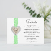 Unicorn Green Lace Wedding Details Begleitkarte (Stehend Vorderseite)
