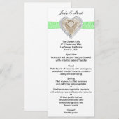 Unicorn Green Lace Wedding Menu Card Menükarte (Vorne/Hinten)