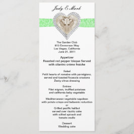 Unicorn Green Lace Wedding Menu Card Menükarte