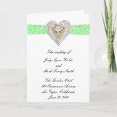 Unicorn Green Lace Wedding Program Card Programm (Vorderseite)