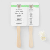 Unicorn Green Lace Wedding Program Fans Fächer (Vorne und Hinten)