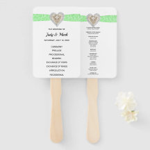 Unicorn Green Lace Wedding Program Fans