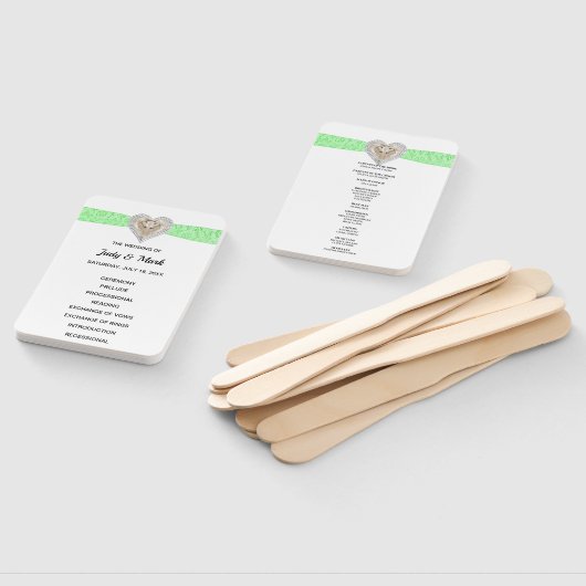 Unicorn Green Lace Wedding Program Fans Fächer (Non-assembled)