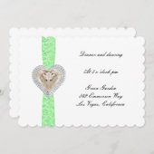 Unicorn Green Lace Wedding Reception Card Einladung (Vorne/Hinten)