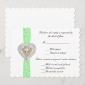 Unicorn Green Lace Wedding Response Card Einladung (Vorne/Hinten)