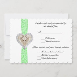 Unicorn Green Lace Wedding Response Card Einladung