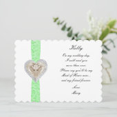 Unicorn Green Lace Wedding Trauzeugin Card Einladung (Stehend Vorderseite)