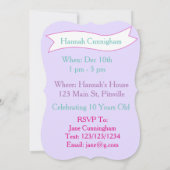 Unicorn Green, Lila dreitägige Einladungen (Rückseite)