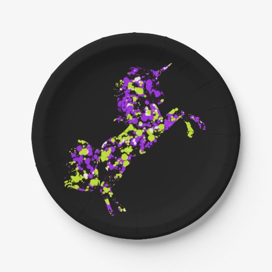 Unicorn Grün Lila, plattierte Farbe Pappteller (Vorderseite)