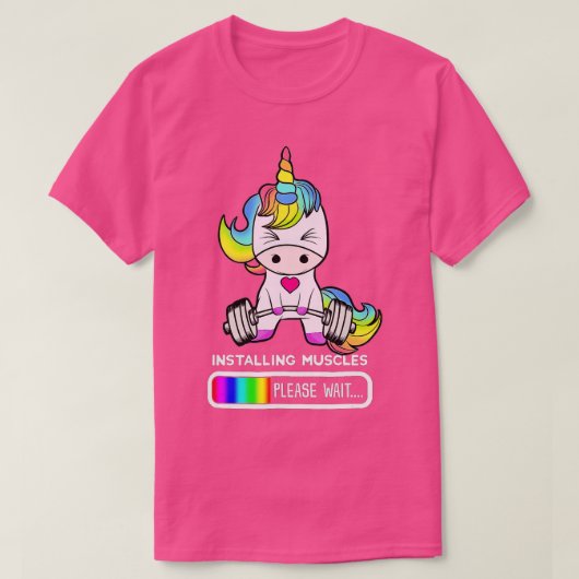 Unicorn Gym Installation Muskeln Unicorn Weightlif T-Shirt (Design vorne)