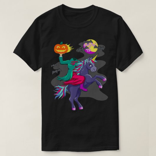 Unicorn Halloween Headless Horseman Pumpkin Head G T-Shirt (Design vorne)