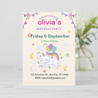 Unicorn Handgezogene Preise Geburtstag Einladung