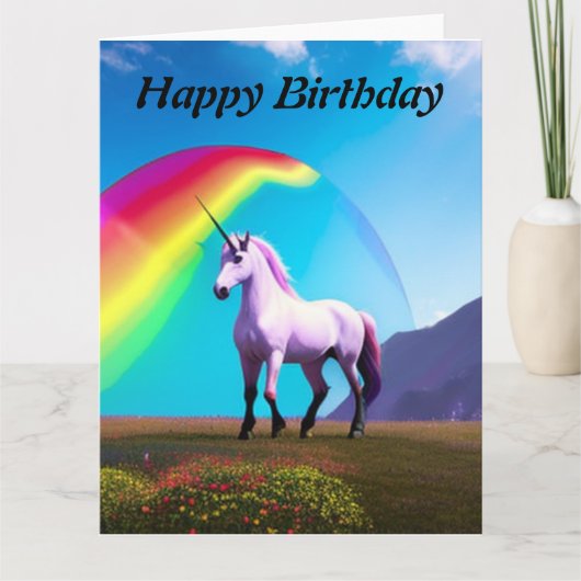 Unicorn Happy Birthday Card Karte (Vorderseite)
