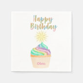 Unicorn Happy Birthday Cupcake Serviette (Vorderseite)