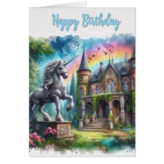 Unicorn Happy Birthday Friend Grußkarte (Vorne)