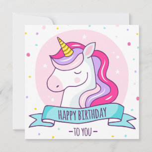 Unicorn Happy Birthday Holiday Card Feiertagskarte