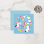 Unicorn Happy Birthday Mitteilungskarte (Vorderseite/Rückseite Beispiel)