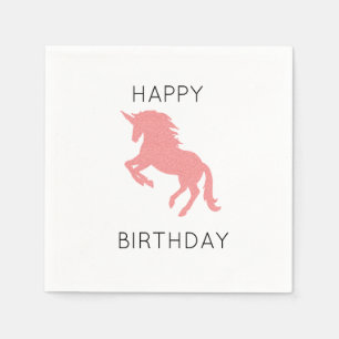 Unicorn Happy Birthday Pink Malerei Napkin Serviette