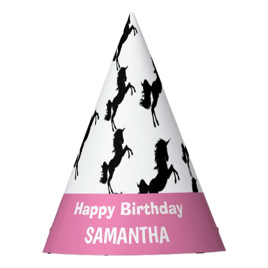 Unicorn Happy Birthday Pink Party Hat Partyhütchen (Vorderseite)