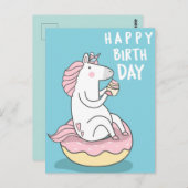 Unicorn Happy Birthday Postkarte (Vorne/Hinten)