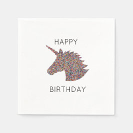 Unicorn Happy Birthday Rainbow Sprinkles Napkin Serviette