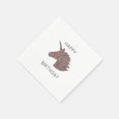 Unicorn Happy Birthday Rainbow Sprinkles Napkin Serviette (Ecke)