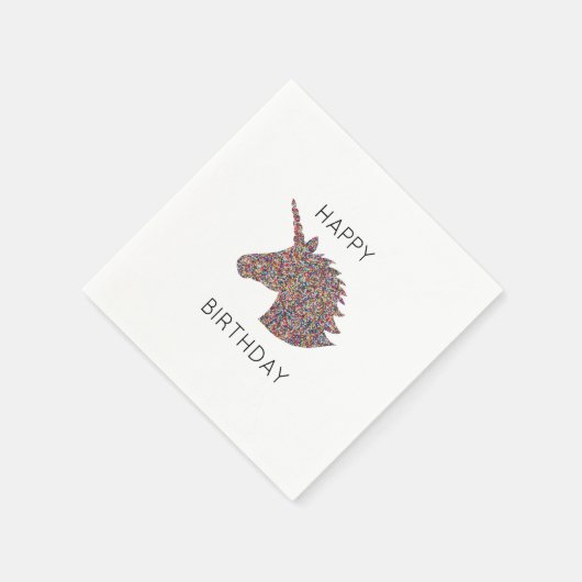 Unicorn Happy Birthday Rainbow Sprinkles Napkin Serviette (Ecke)