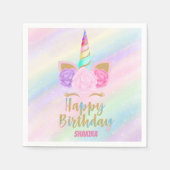 Unicorn Happy Birthday Serviette (Vorderseite)