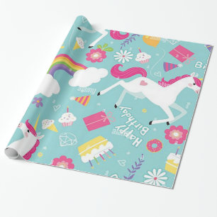 Unicorn Happy Geburtstag Geschenkpapier