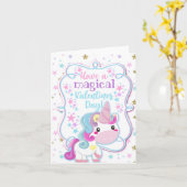 Unicorn Have a Magical Valentines Day Kids Karte (Gelbe Blume)