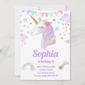 Unicorn Head Gold Rainbow Glitzer Girl Birthday Einladung (Vorderseite)