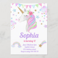 Unicorn Head Gold Rainbow Glitzer Girl Birthday
